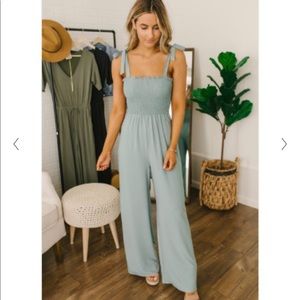 Everly Olive tie Strap Jumpsuit